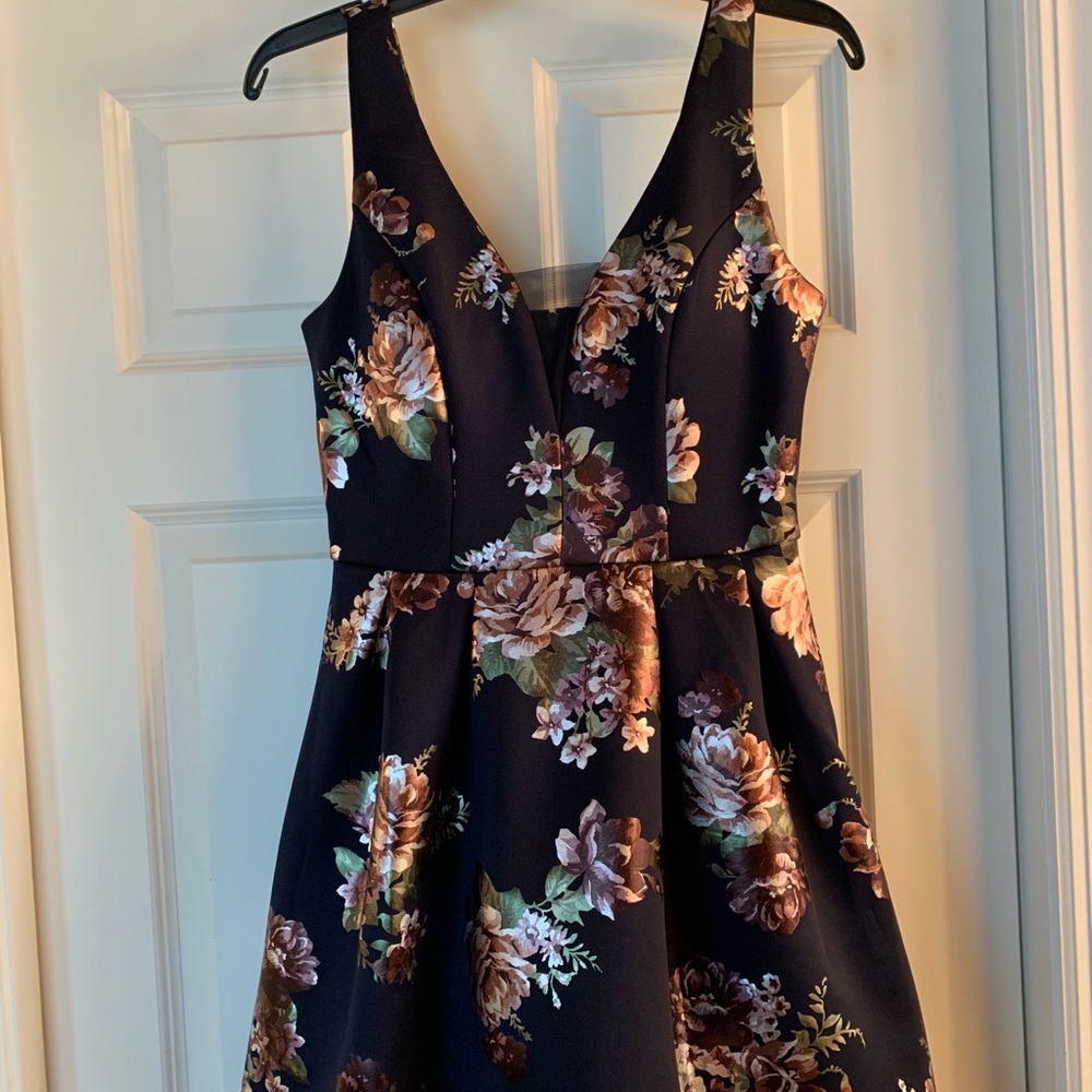 Macy’s navy blue floral dress